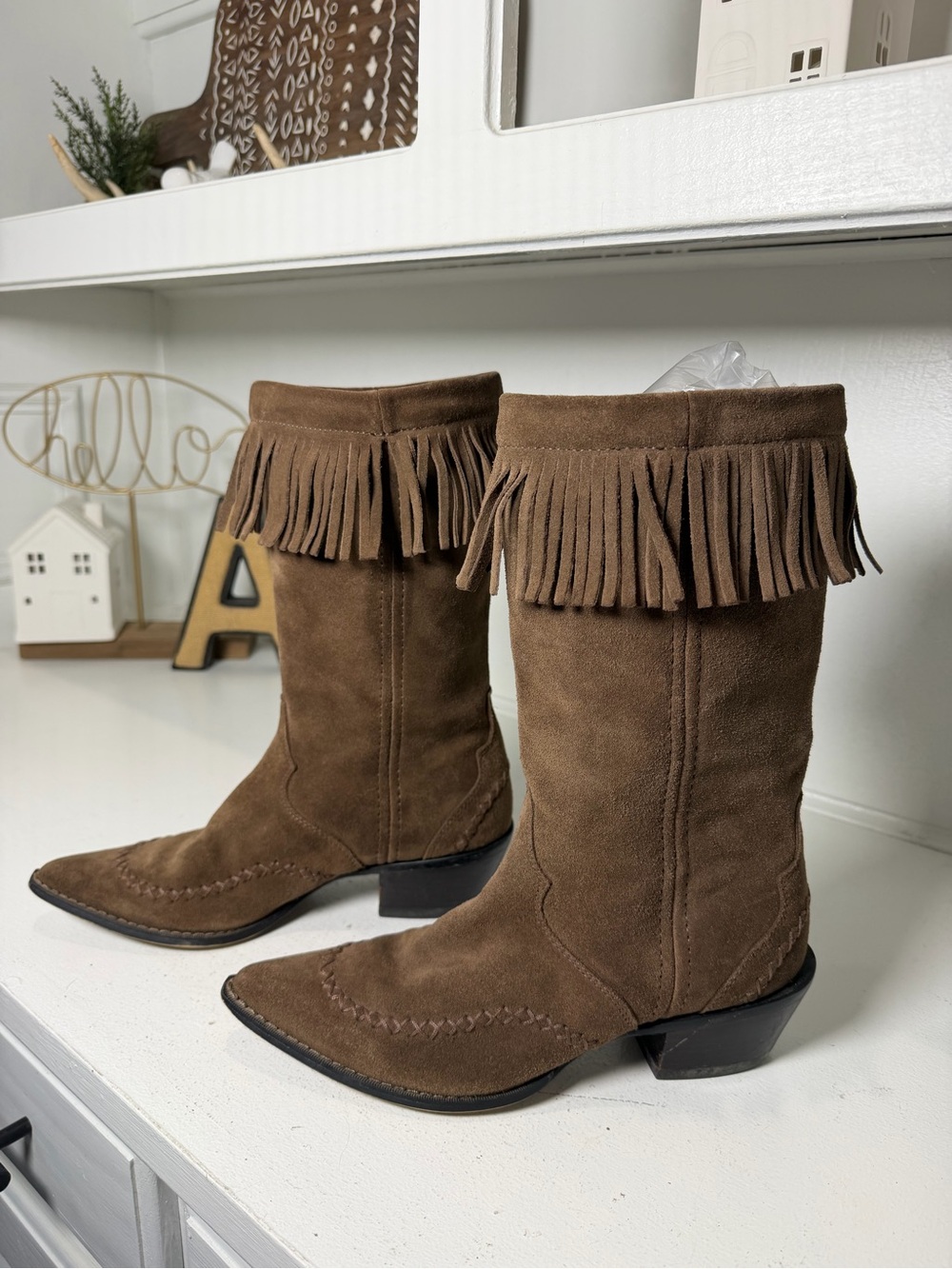 Durango Crush Women’s 7.5 Brown Suede Fringe Western Cowboy Boots Boho